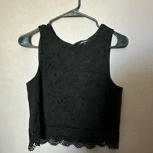 Black lace crop top